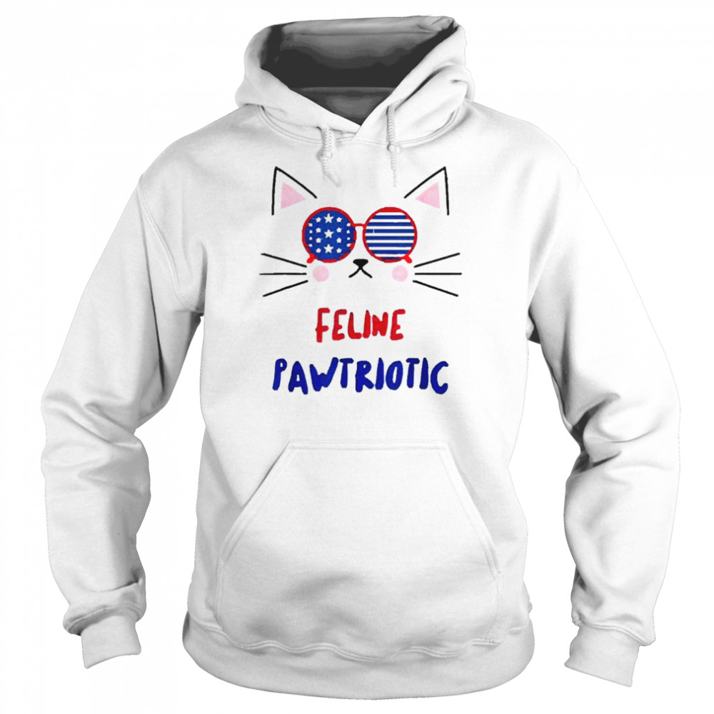 4th of july cat independence day patriot usa for cat lover shirt Unisex Hoodie