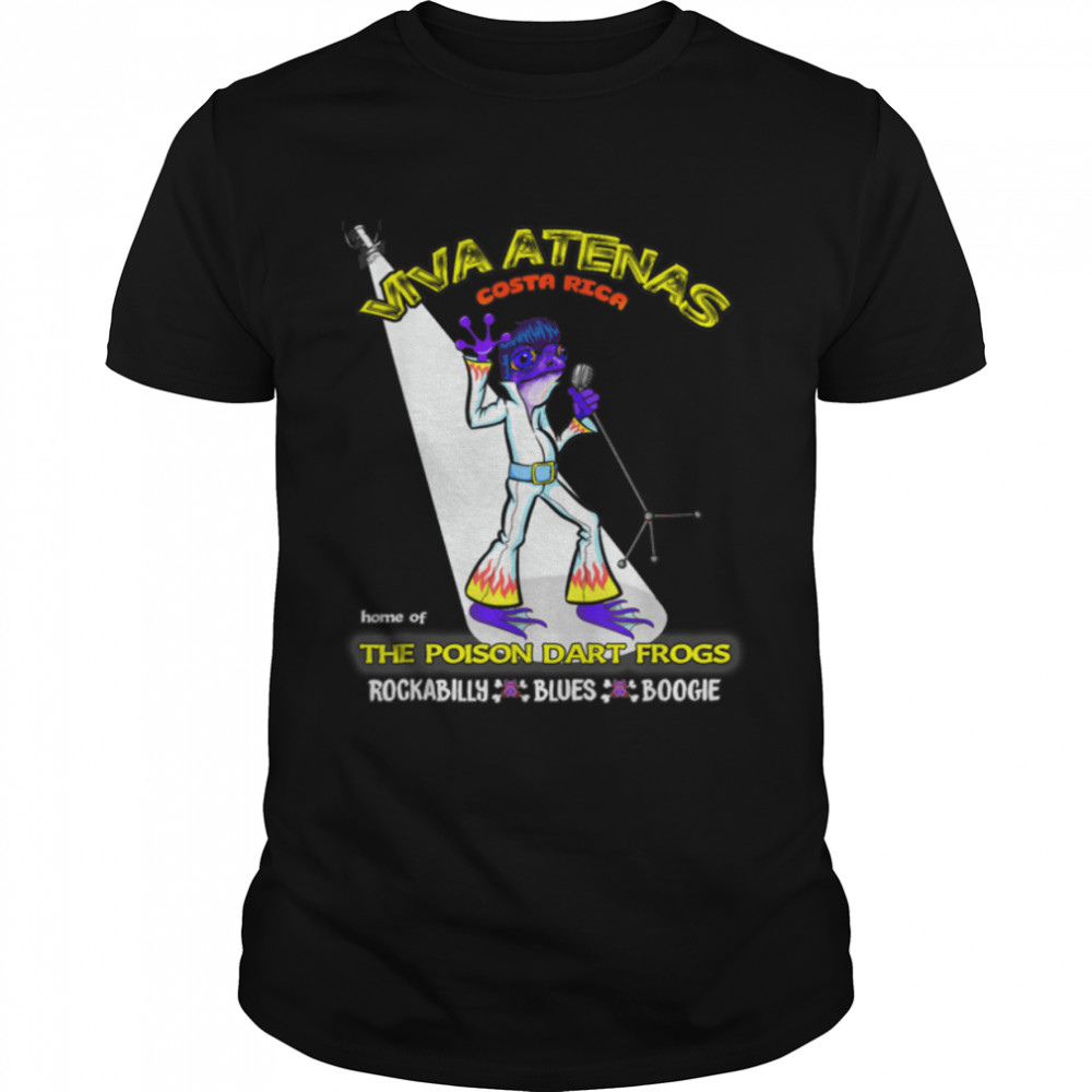 Viva Atenas Costa Rica Rockabilly Poison Dart Frog Elvis T-Shirt B09QH8DCP5