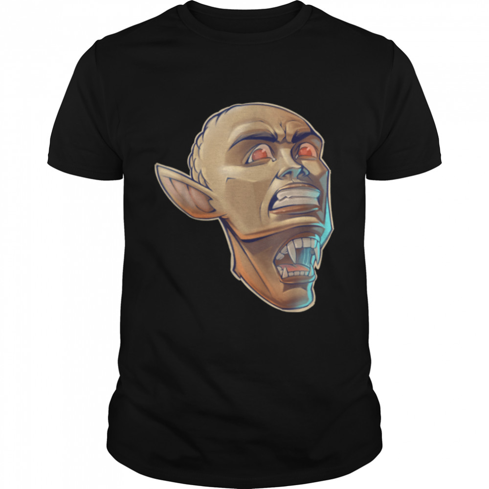 Dark Gothic Elf Face Portrait Folklore Elves Folkloristics T-Shirt B0B1VHQQC9