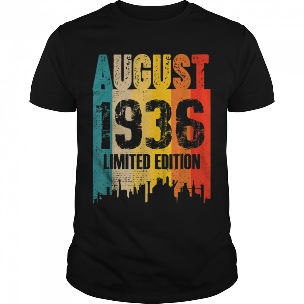 August 1936 86 Years Old Birthday Limited Edition Vintage T-Shirt B0B7F6XXV6