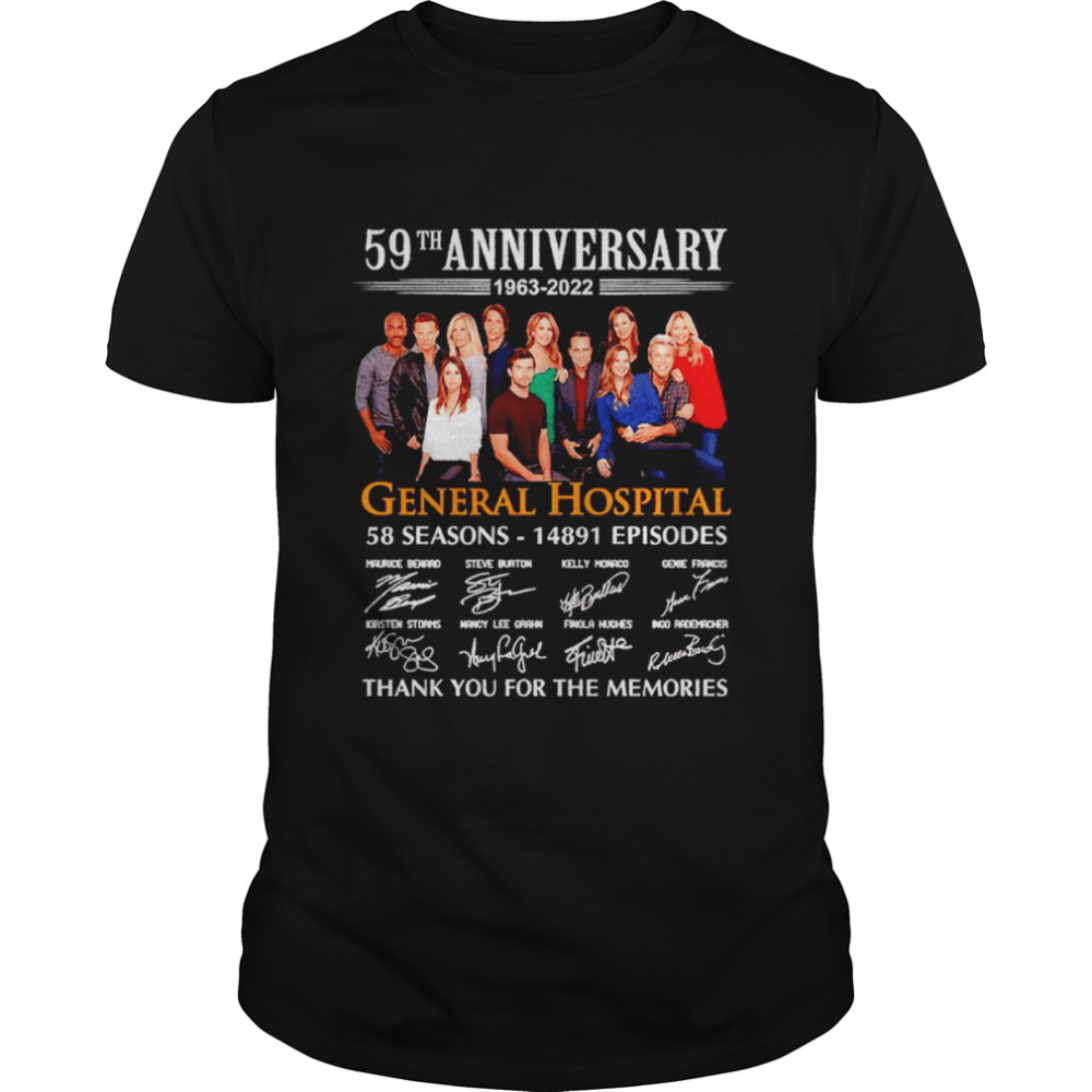 59th anniversary 1963 2022 General Hospital 58 seasons 14891 episodes thank you for the memories shirt