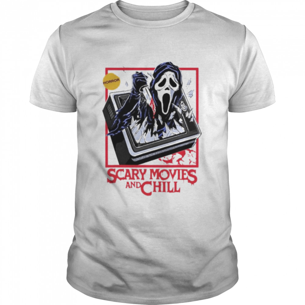 Scary Movies And Chill Funny Illustrations shirt