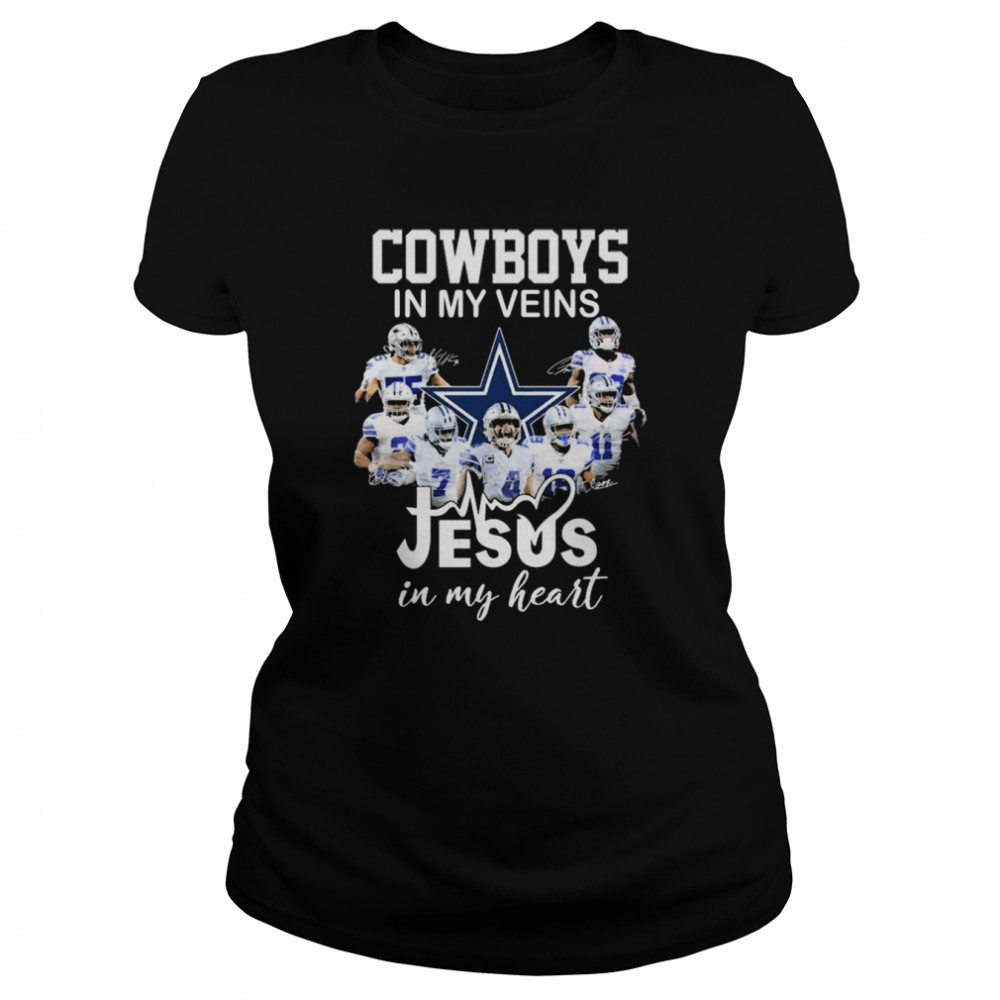 Cowboys In My Veins Jesus In My Heart Signatures  Classic Women's T-shirt