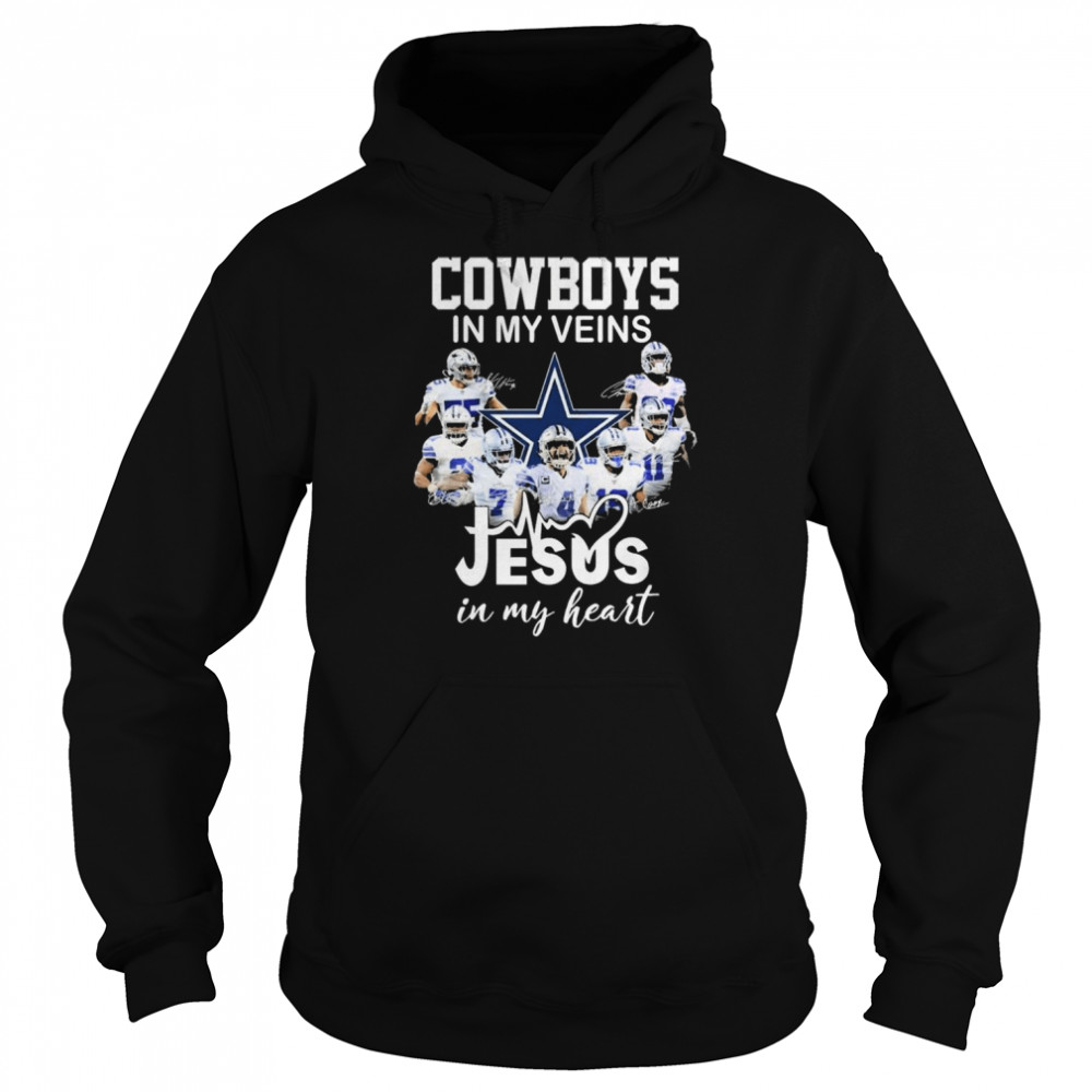 Cowboys In My Veins Jesus In My Heart Signatures  Unisex Hoodie