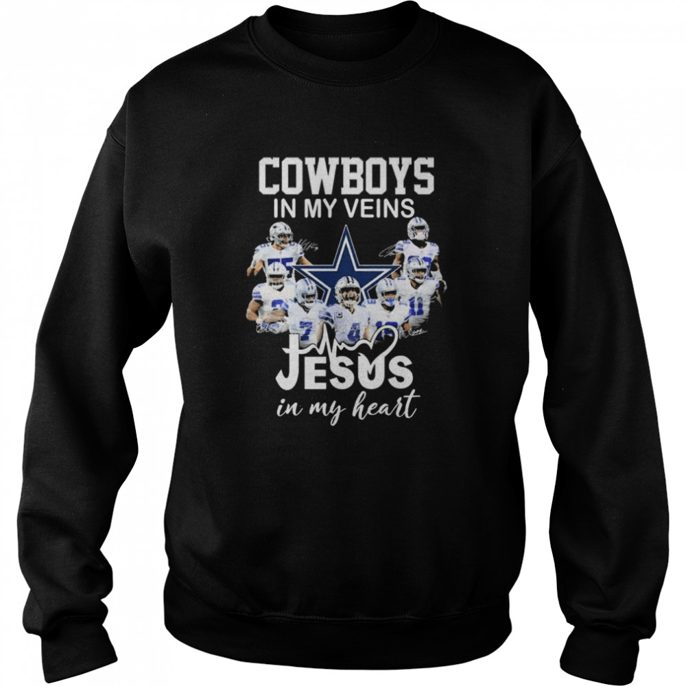 Cowboys In My Veins Jesus In My Heart Signatures  Unisex Sweatshirt