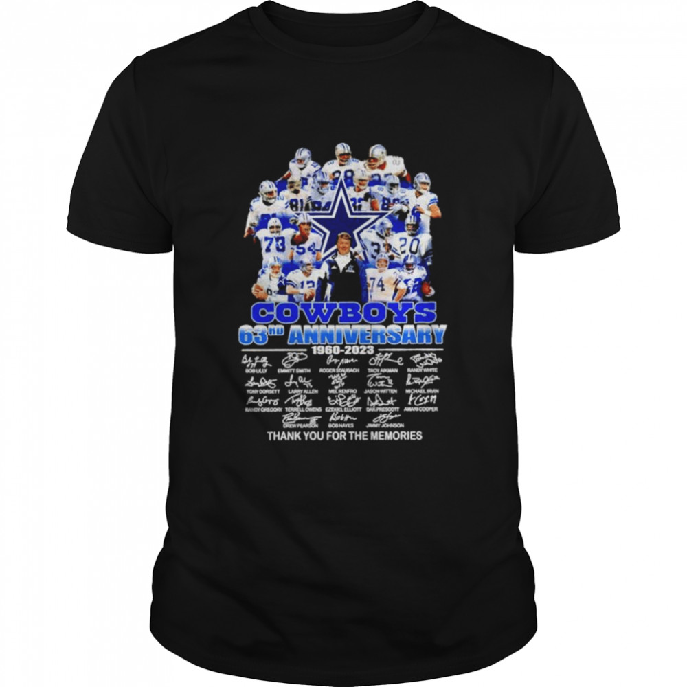 Dallas Cowboys 63rd anniversary 1960-2023 thank you for the memories signatures shirt