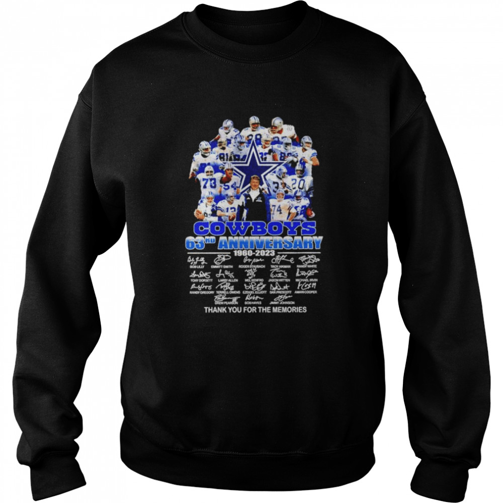 Dallas Cowboys 63rd anniversary 1960-2023 thank you for the memories signatures shirt Unisex Sweatshirt