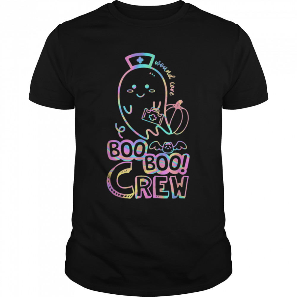 Cute Tie Dye Boo Boo Crew Halloween Ghost Wound Care Nurse T-Shirt B0B9STMKLS
