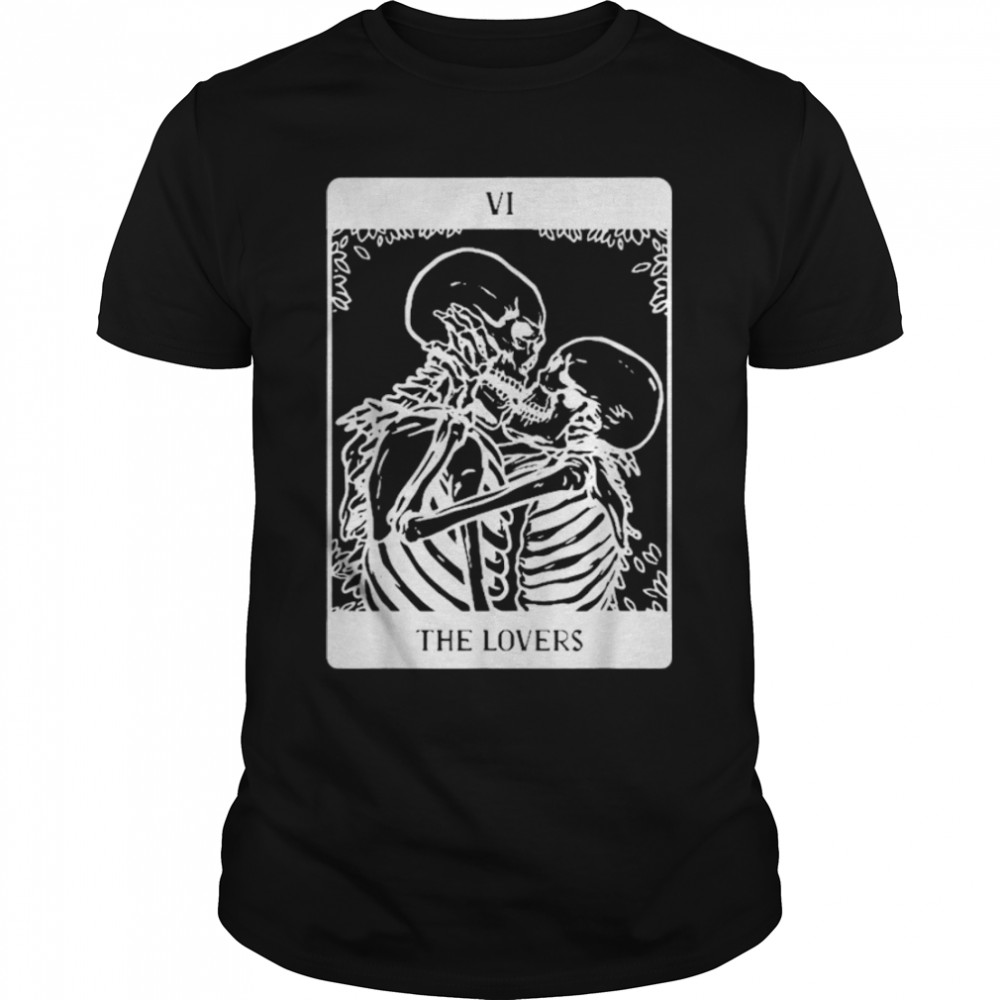 Funny Skeleton Couple The Lovers Tarot Card Valentines Day T-Shirt B0B9SRWVMQ