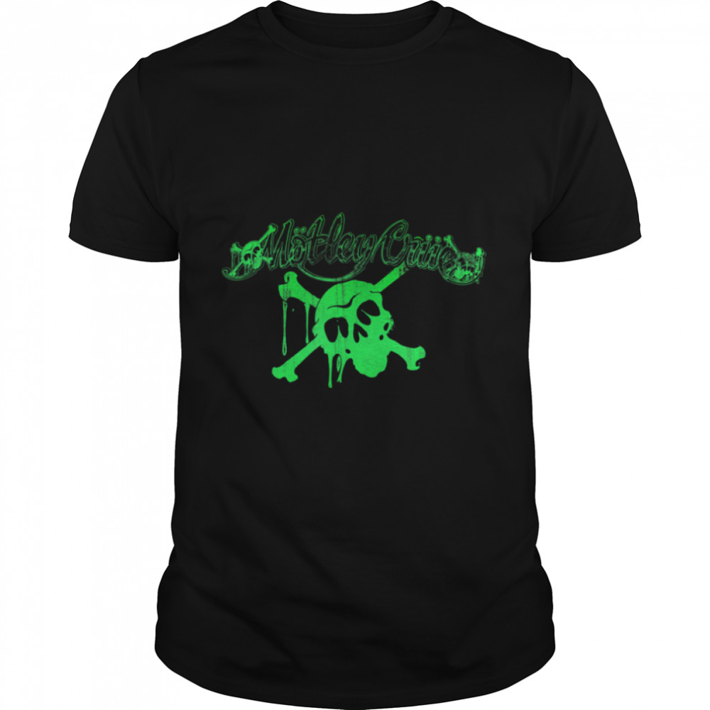 Mötley Crüe – Neon Green Logo with Skull T-Shirt B09MV9C9V7