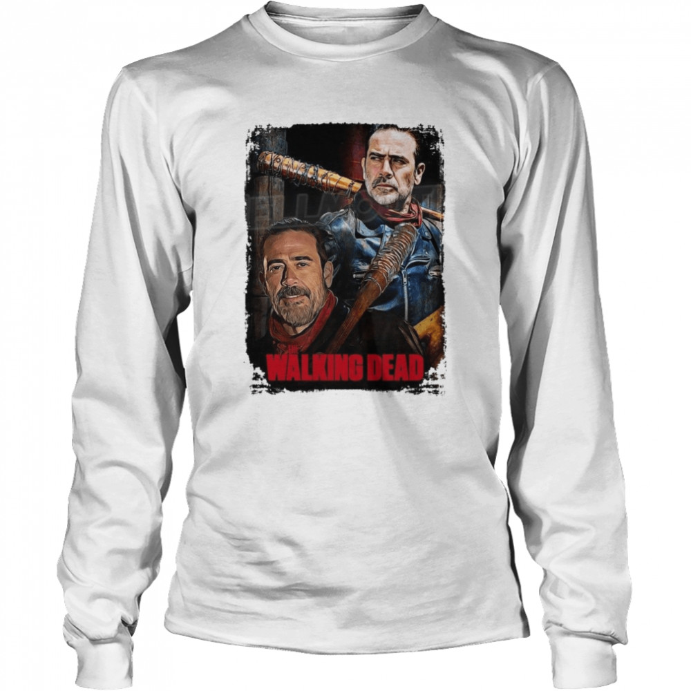 Custom Made Negan With Lucille From The Walking Dead White Jeffrey Dean Morgan Halloween shirt Long Sleeved T-shirt