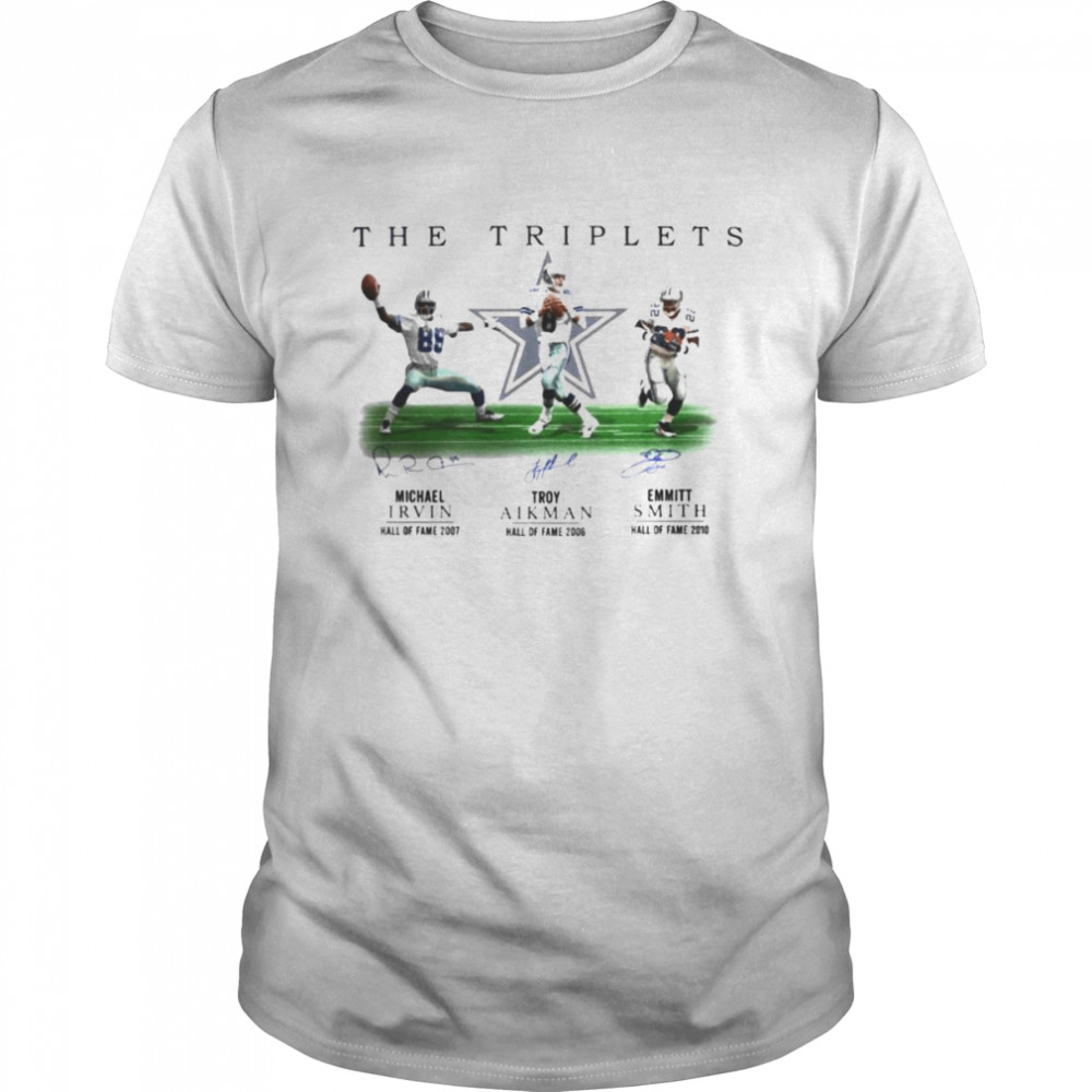 Dallas Cowboys The Triplets Michael Irvin Troy Aikman Emmitt Smith  signatures shirt - Trend T Shirt Store Online