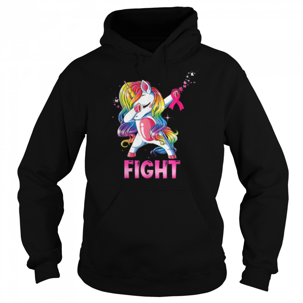 Fight Breast Cancer Awareness Unicorn ribbon Pink butterfly T- B0BH8XQ5H1 Unisex Hoodie