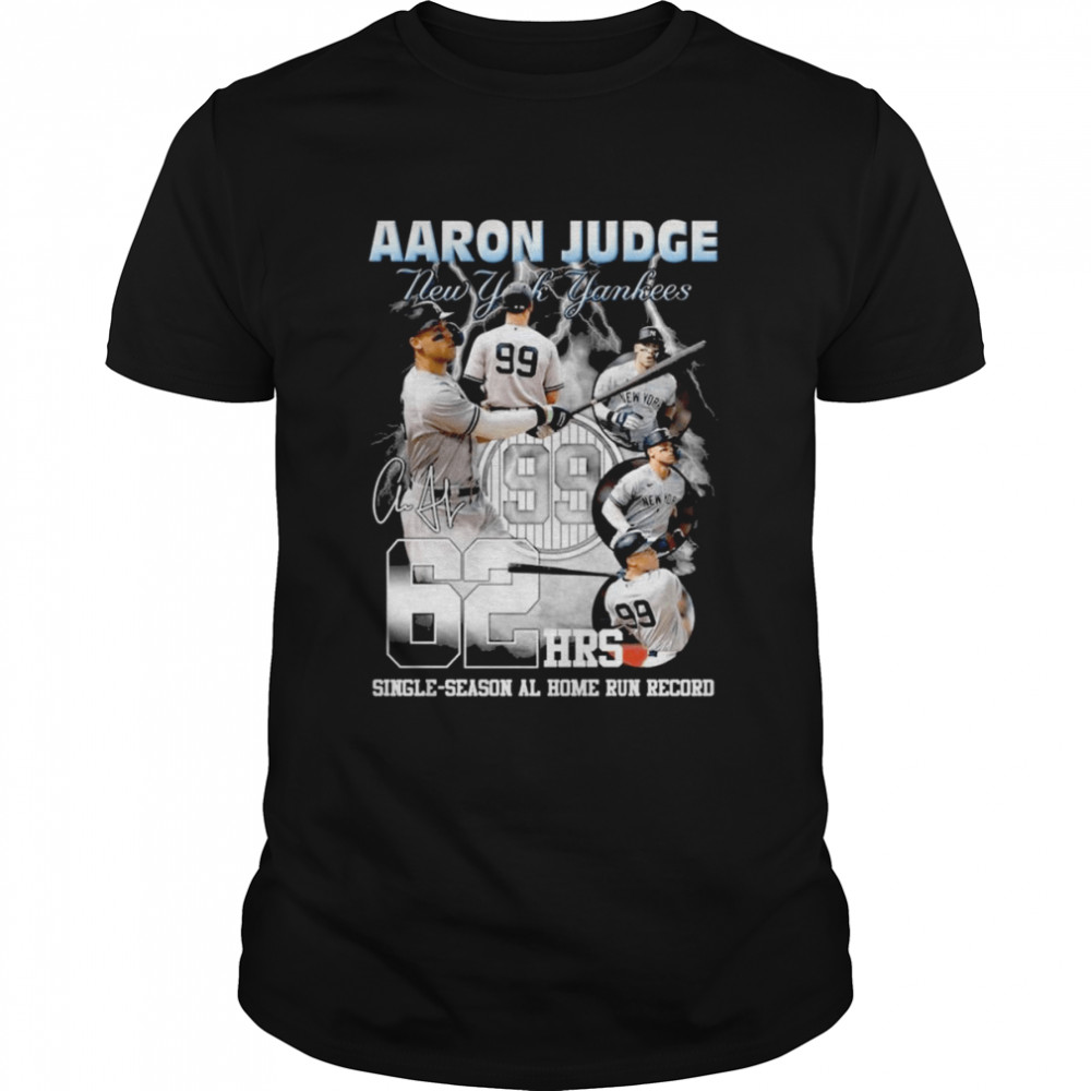 Aaron Judge New York Yankees 62 HRS single season Al home run record signature shirt