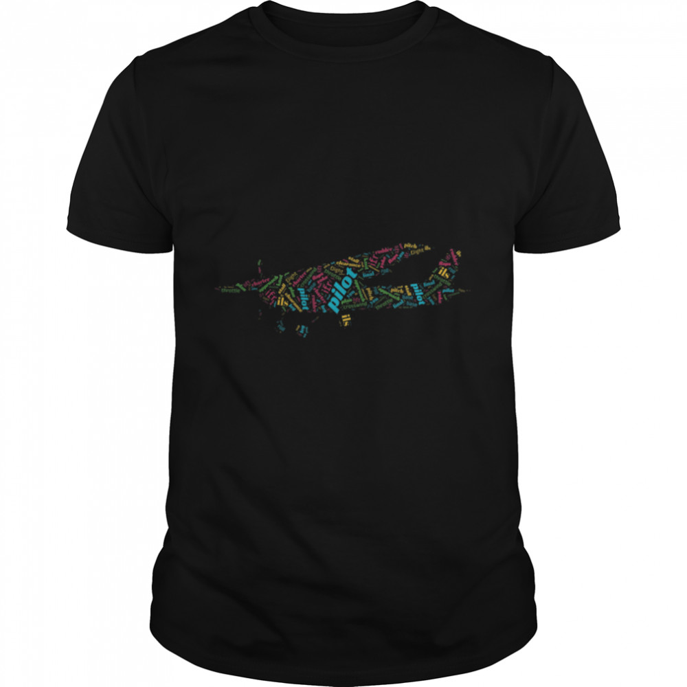 a classic single prop engine airplane word cloud T-Shirt B0BJ2DTBRB