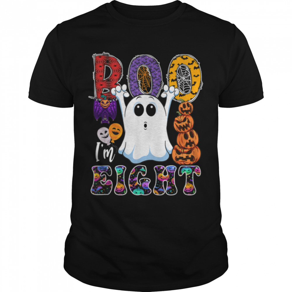 Boo I’m Eight Cute Boo Ghost Halloween 8th Birthday Family T-Shirt B0BJ78MM7K