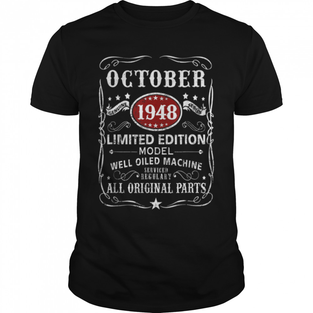 74 Years Old Gifts Decoration October 1948 74th Birthday T-Shirt B0BF9S84KH