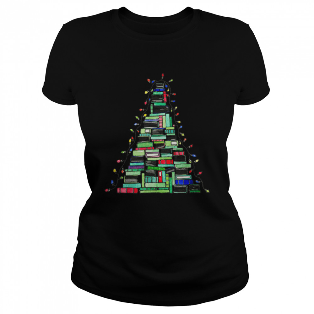 Christmas Book Tree Family Pajamas T- B0BN8VZ2MW Classic Women's T-shirt