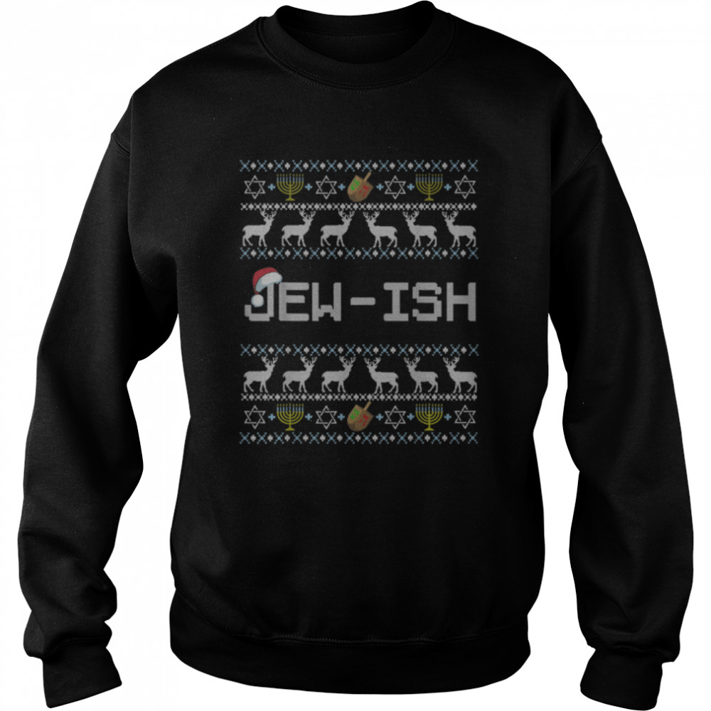Fun Ugly Hanukkah Sweater jew-ish santa hat Merry Christmas T- B0BN8RJWFX Unisex Sweatshirt