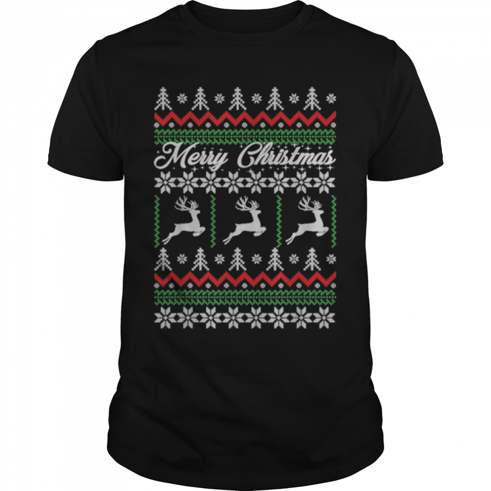 Merry Christmas Buffalo Red Plaid Funny Ugly Christmas T-Shirt B0BN8V1QT7