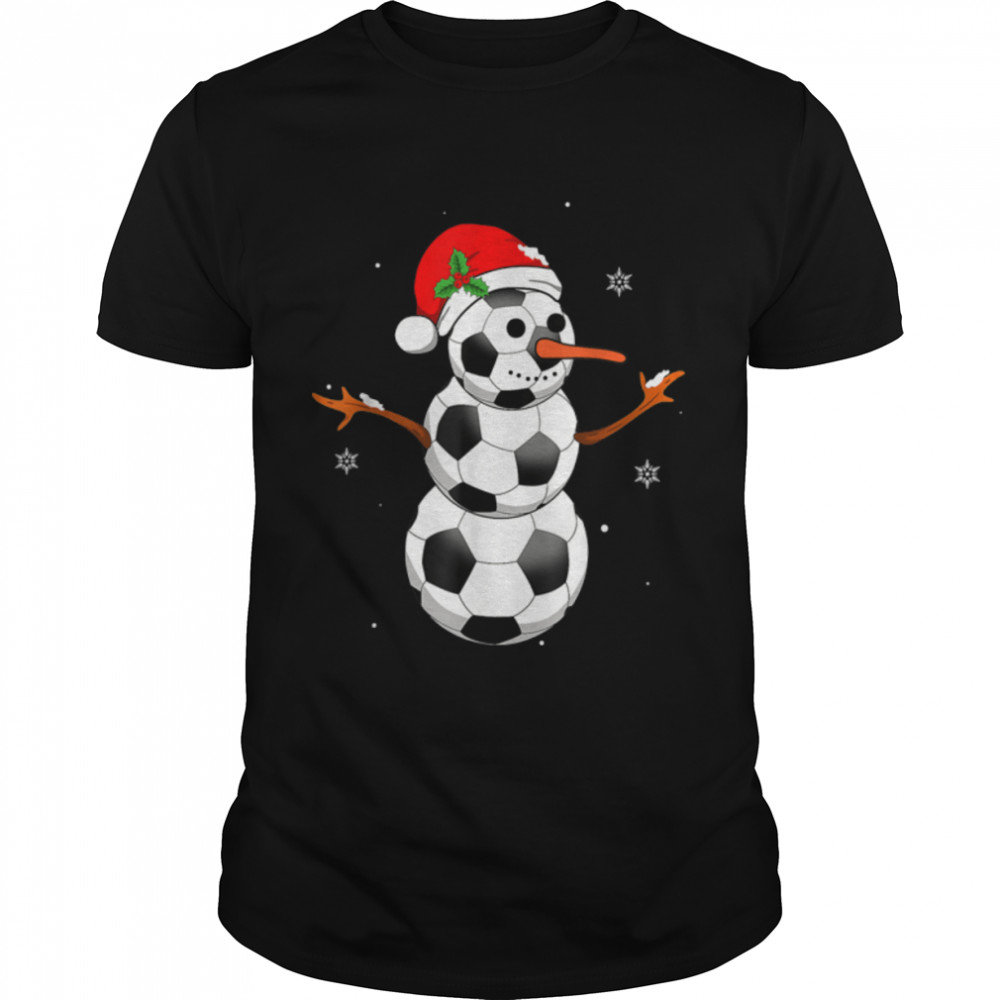 Soccer Santa Hat Snowman Christmas Lights Funny Xmas Squad T-Shirt B0BN8QJT7V