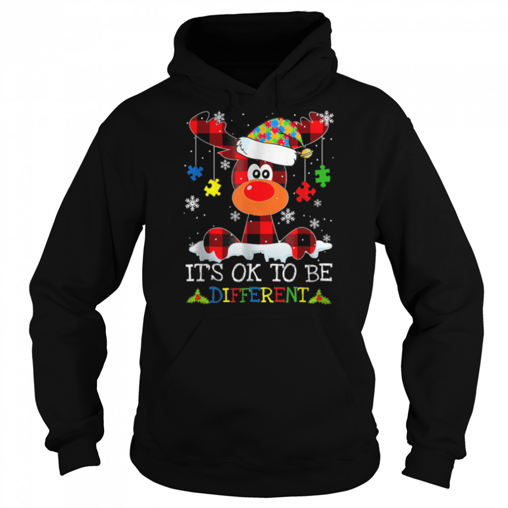 Xmas It's OK To Different Reindeer Autism Christmas Family T- B0BN8QJWD6 Unisex Hoodie