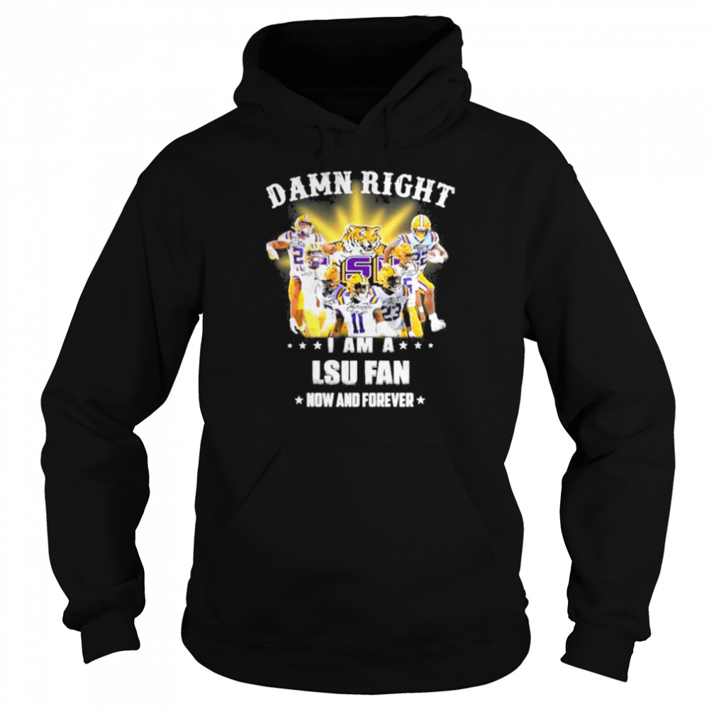 2022 Damn right i am a LSU Tigers fan now and forever shirt Unisex Hoodie