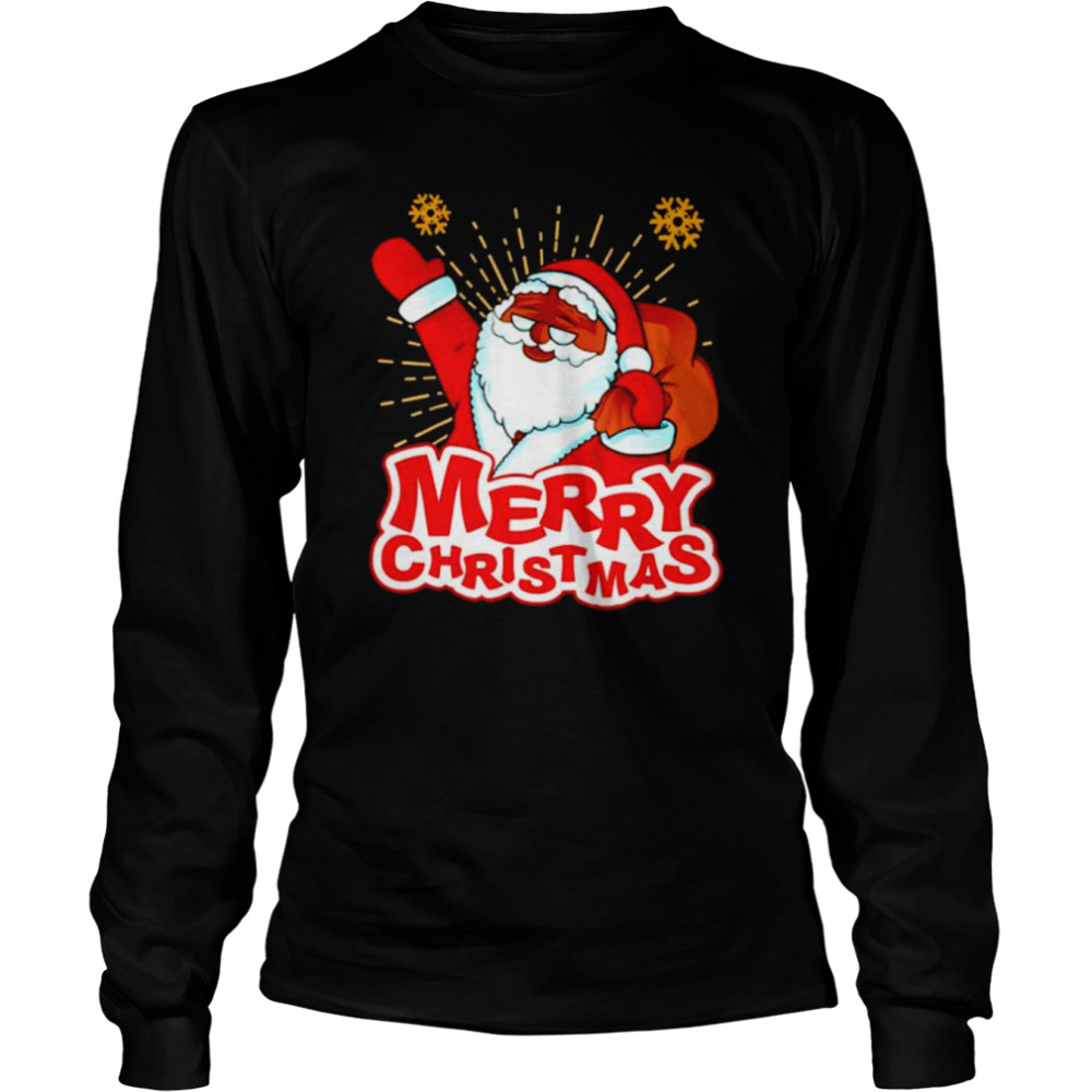 Awesome joyful black Santa Claus Merry Christmas shirt Long Sleeved T-shirt