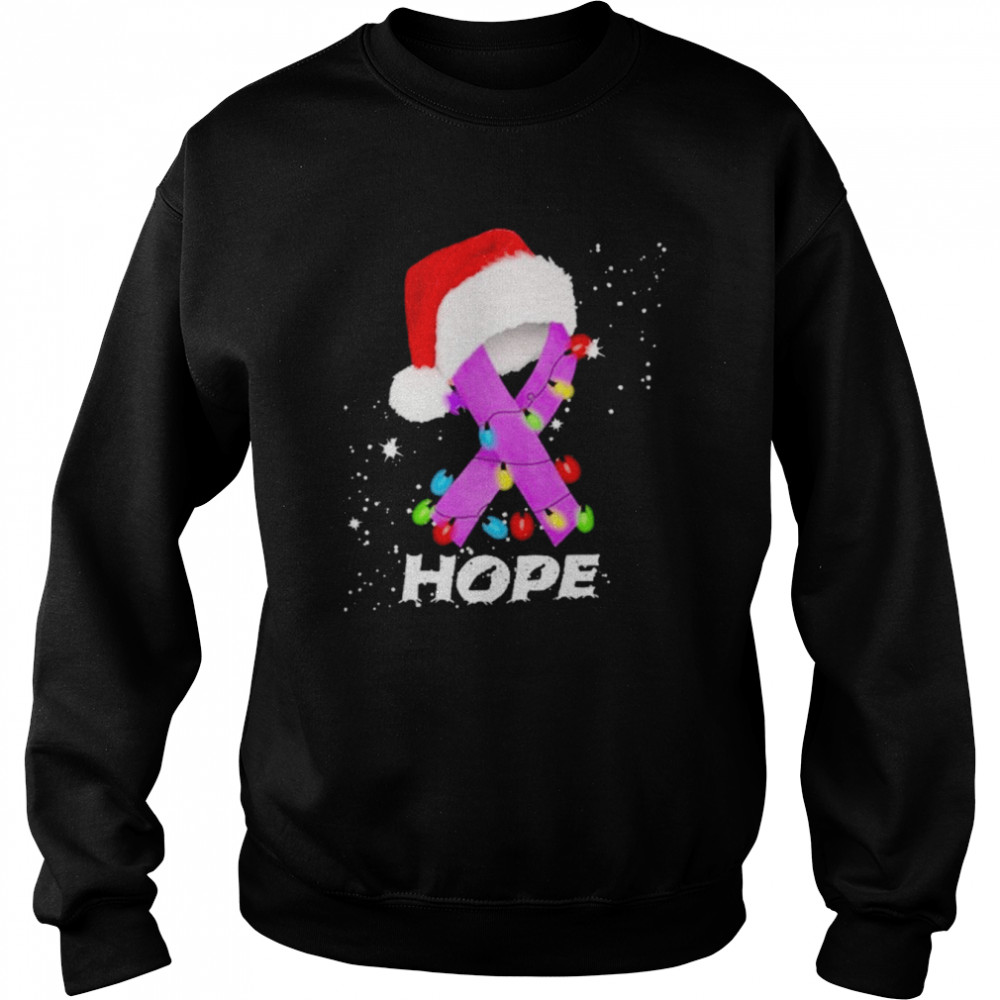 Breast Cancer Christmas Santa Hat Violet Ribbon light  Unisex Sweatshirt