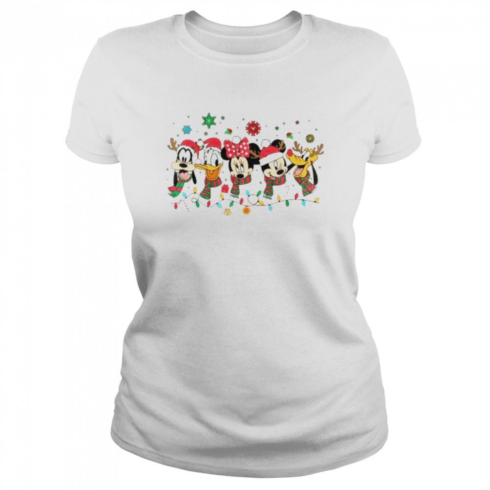 Character Face Mickey And Friends Xmas Lights Christmas 2022 shirt Classic Women's T-shirt