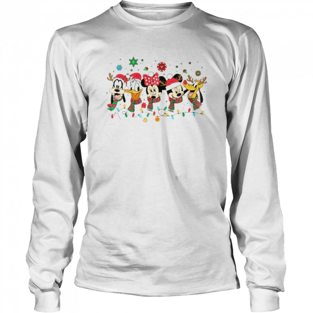 Character Face Mickey And Friends Xmas Lights Christmas 2022 shirt Long Sleeved T-shirt
