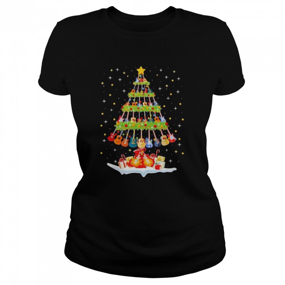 Guitar Music Lover Xmas Lighting Guitar Christmas Tree 2022  Classic Women's T-shirt