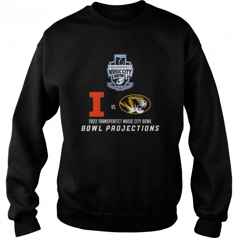 Illinois Strength vs Missouri Tigers 2022 Transperfect Music City Bowl Bowl Projections shirt Unisex Sweatshirt