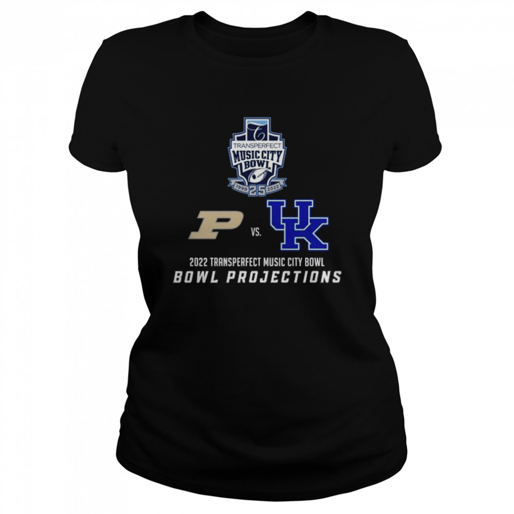 Purdue Boilermakers vs Kentucky Wildcats 2022 Transperfect Music City Bowl Bowl Projections shirt Classic Women's T-shirt