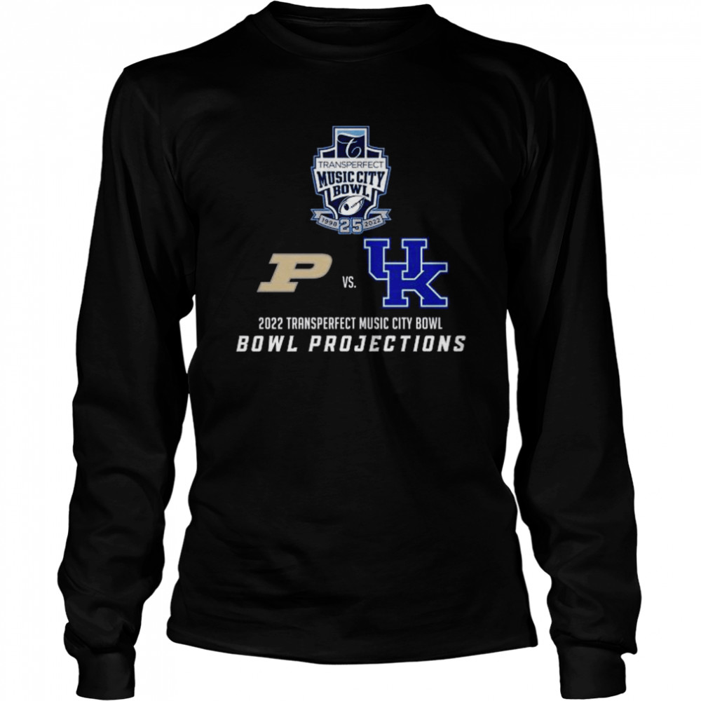 Purdue Boilermakers vs Kentucky Wildcats 2022 Transperfect Music City Bowl Bowl Projections shirt Long Sleeved T-shirt