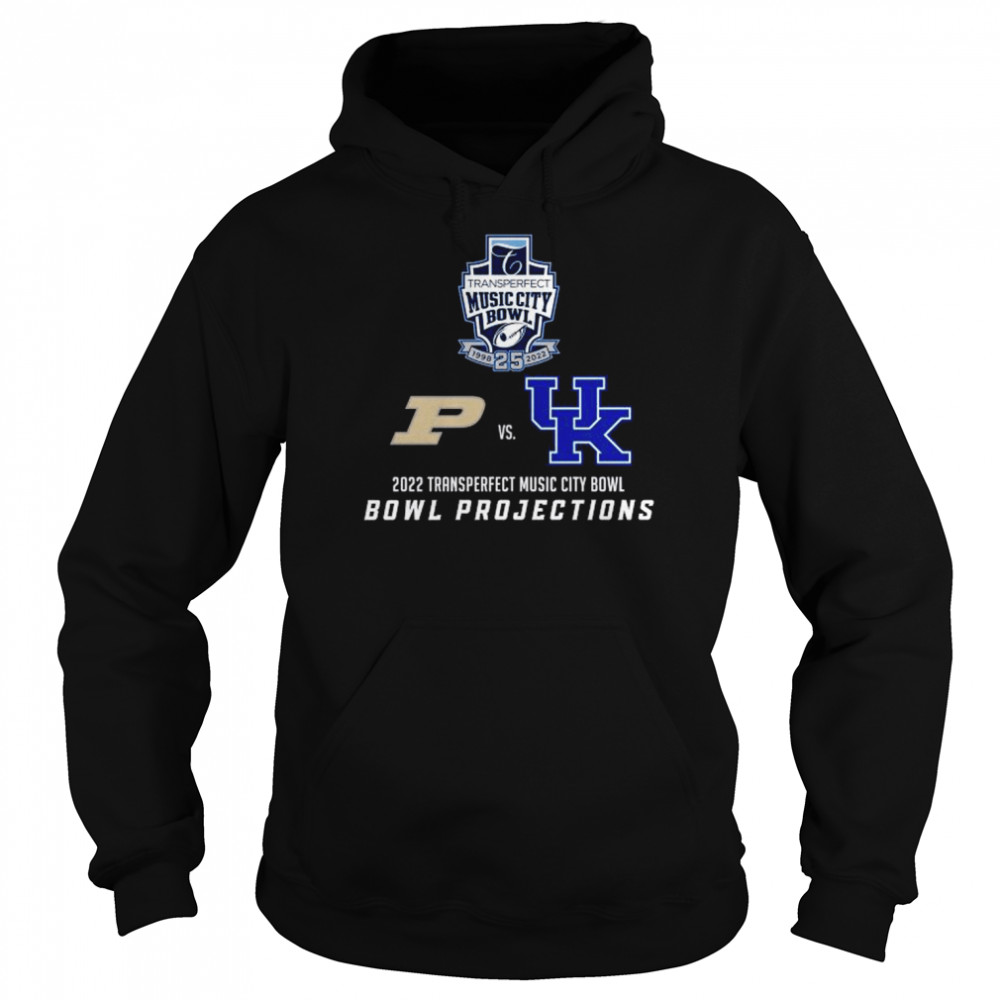 Purdue Boilermakers vs Kentucky Wildcats 2022 Transperfect Music City Bowl Bowl Projections shirt Unisex Hoodie