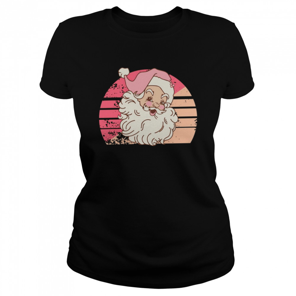 Retro Vintage Pink Santa Claus Sunset shirt Classic Women's T-shirt