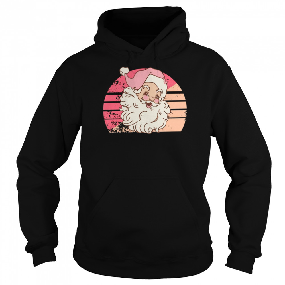 Retro Vintage Pink Santa Claus Sunset shirt Unisex Hoodie
