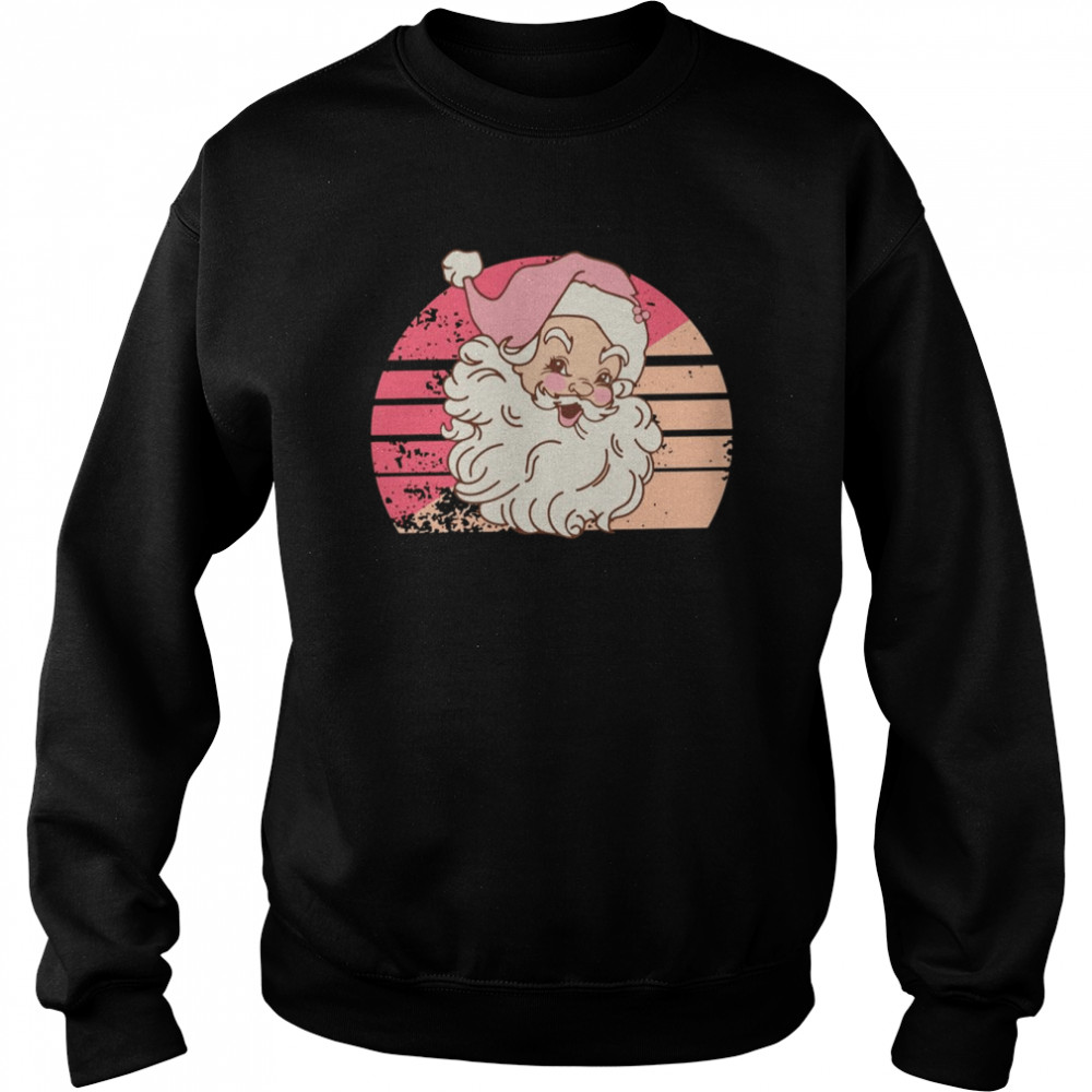 Retro Vintage Pink Santa Claus Sunset shirt Unisex Sweatshirt
