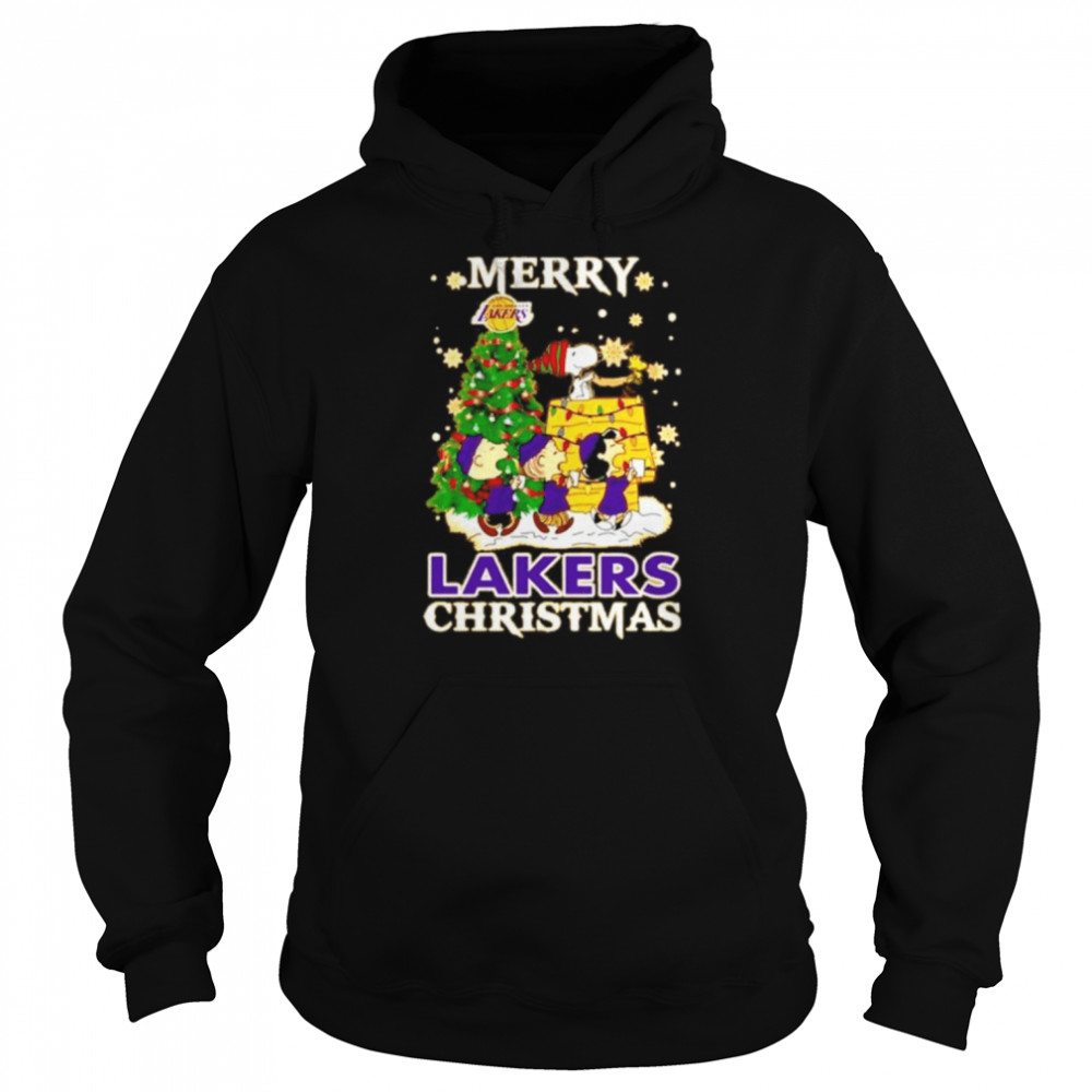 Snoopy And Friends Merry Los Angeles Lakers Christmas  Unisex Hoodie