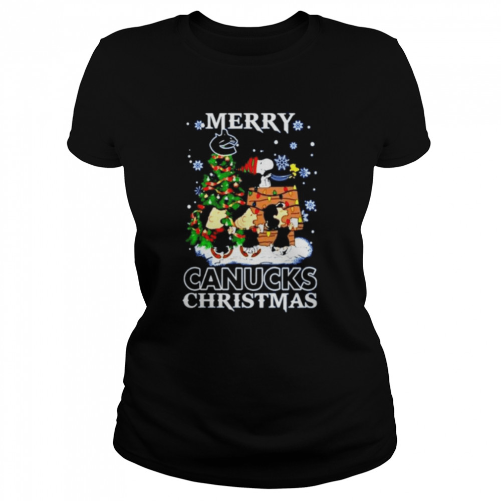 Snoopy And Friends Merry Vancouver Canucks Christmas  Classic Women's T-shirt