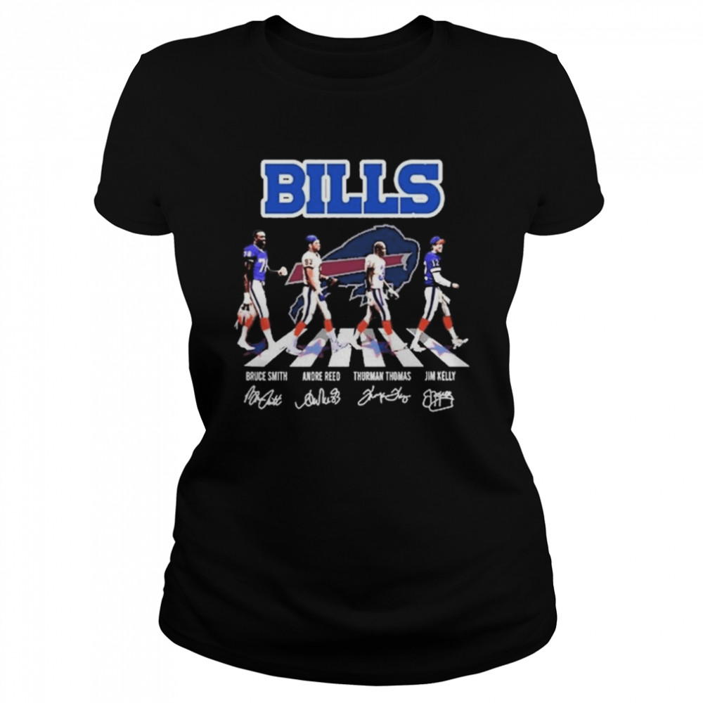 The Bills Bruce Smith Andre Reed Thurman Thomas Jim Kelly Abbey Road Signatures  Classic Women's T-shirt