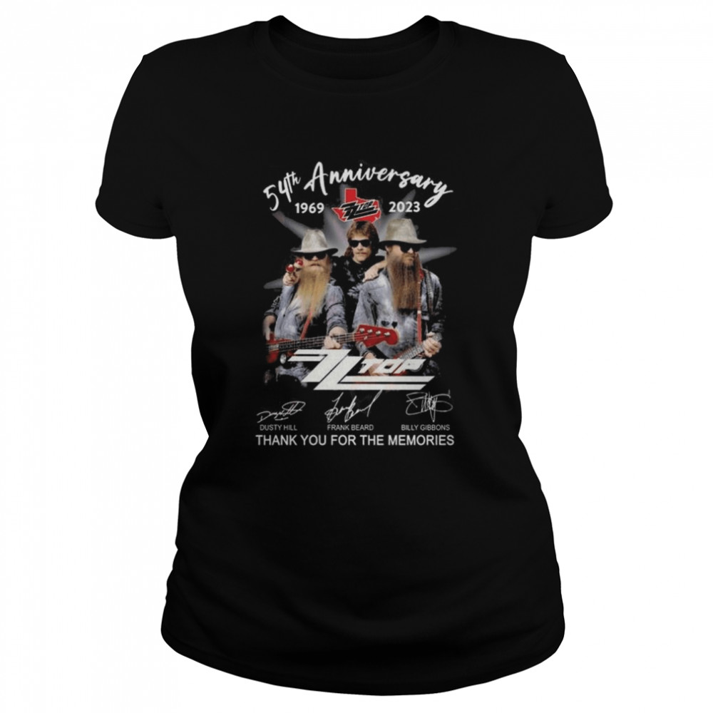 ZZ Top 54th anniversary 1969-2023 thank you for the memories signatures shirt Classic Women's T-shirt