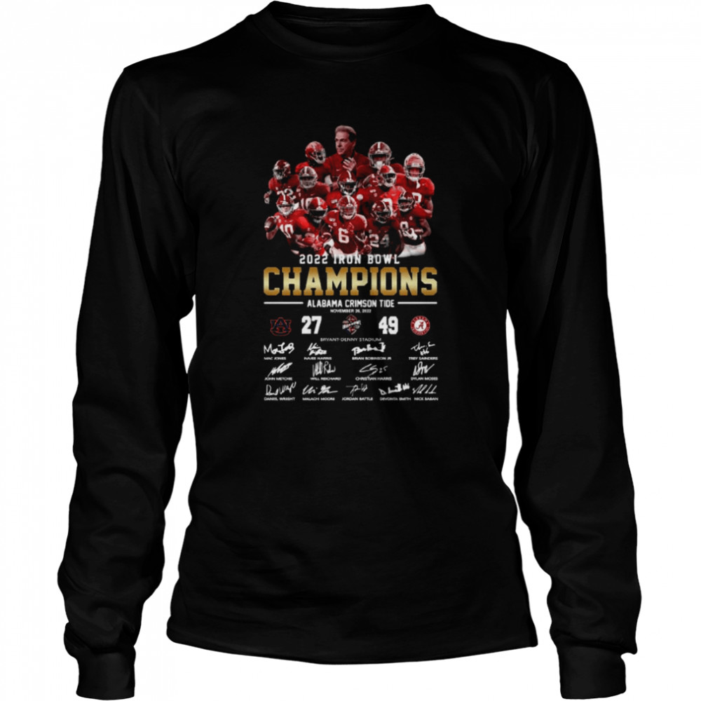 Alabama Crimson Tide Team 2022 Iron bowl Champions signatures shirt Long Sleeved T-shirt