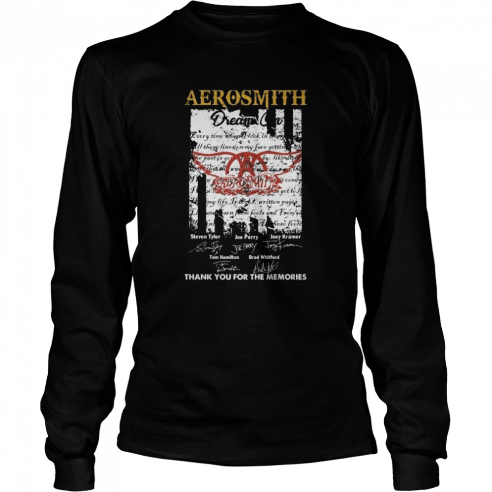 Aerosmith Dream On Signatures Thank You For The Memories  Long Sleeved T-shirt