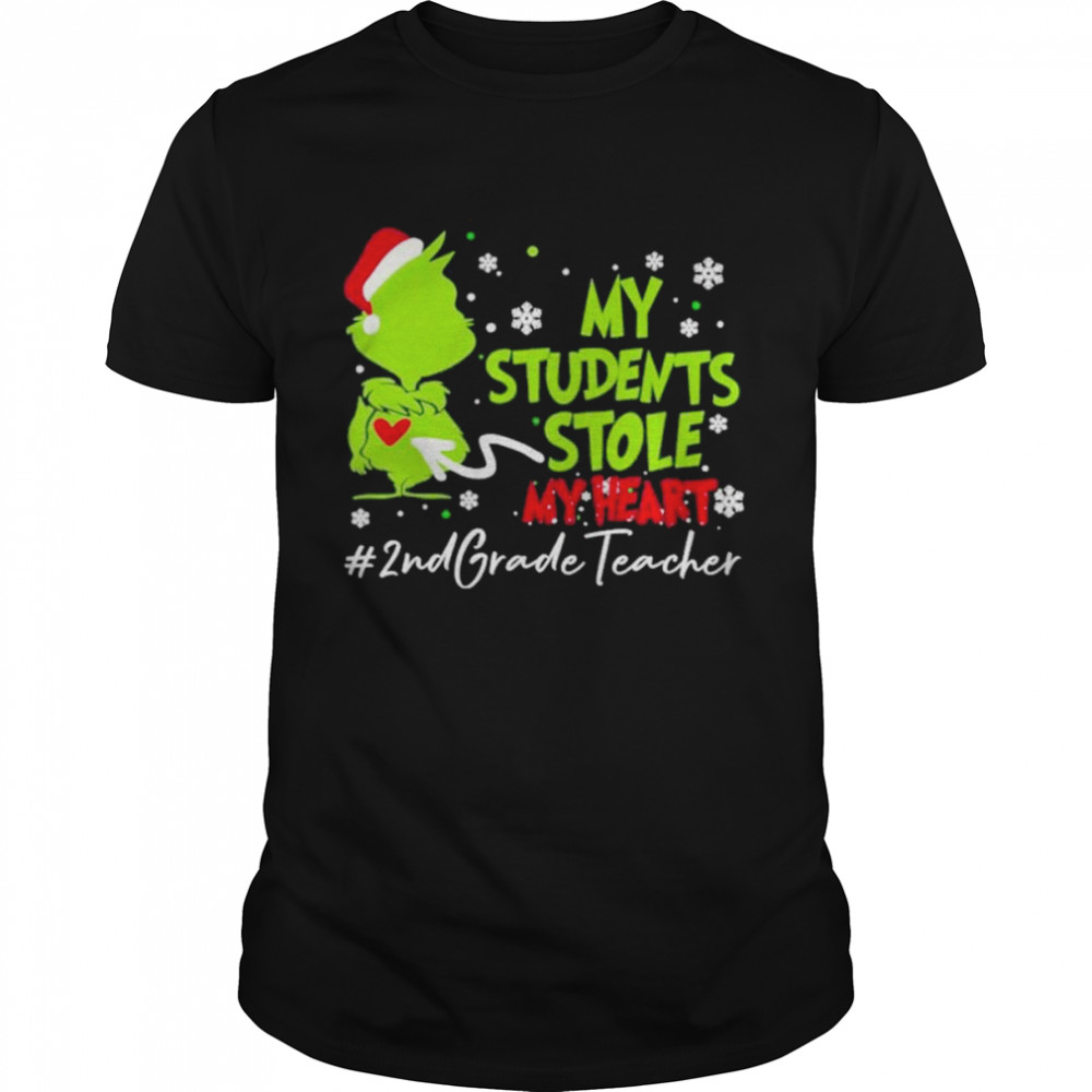 Santa Grinch My Students Stole My Heart #2nd Grade Christmas shirt