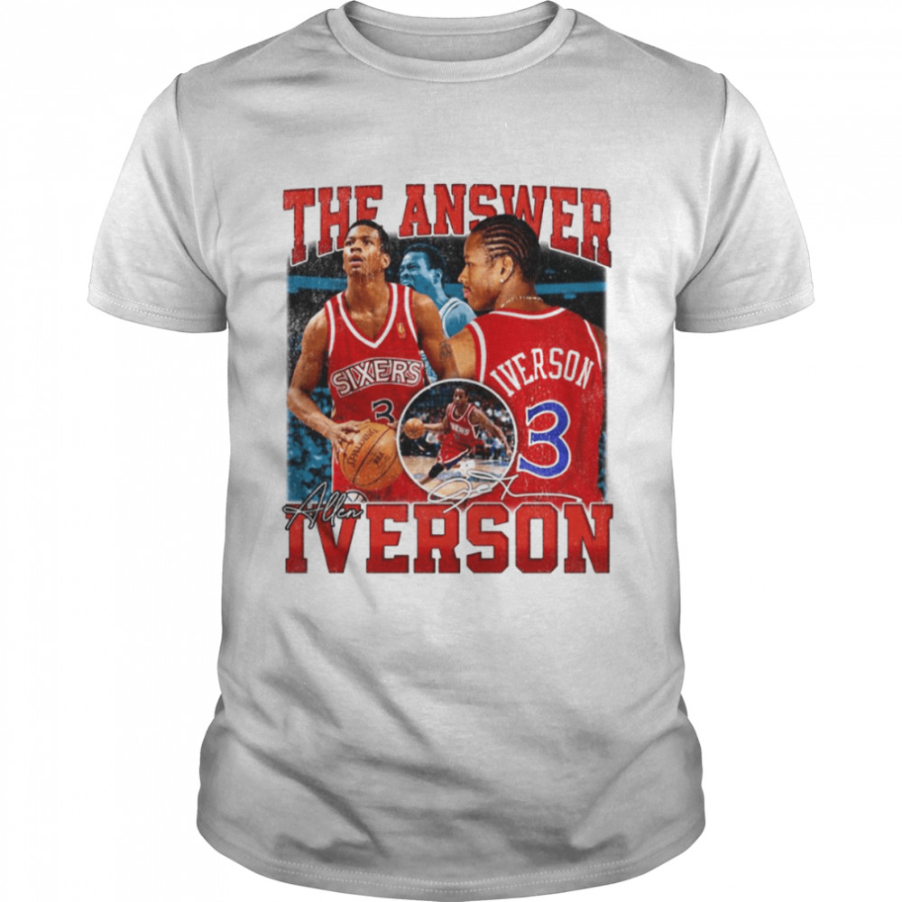 Allen Iverson The Answer Basketball Signature Vintage T-Shirt - Guineashirt  Premium ™ LLC