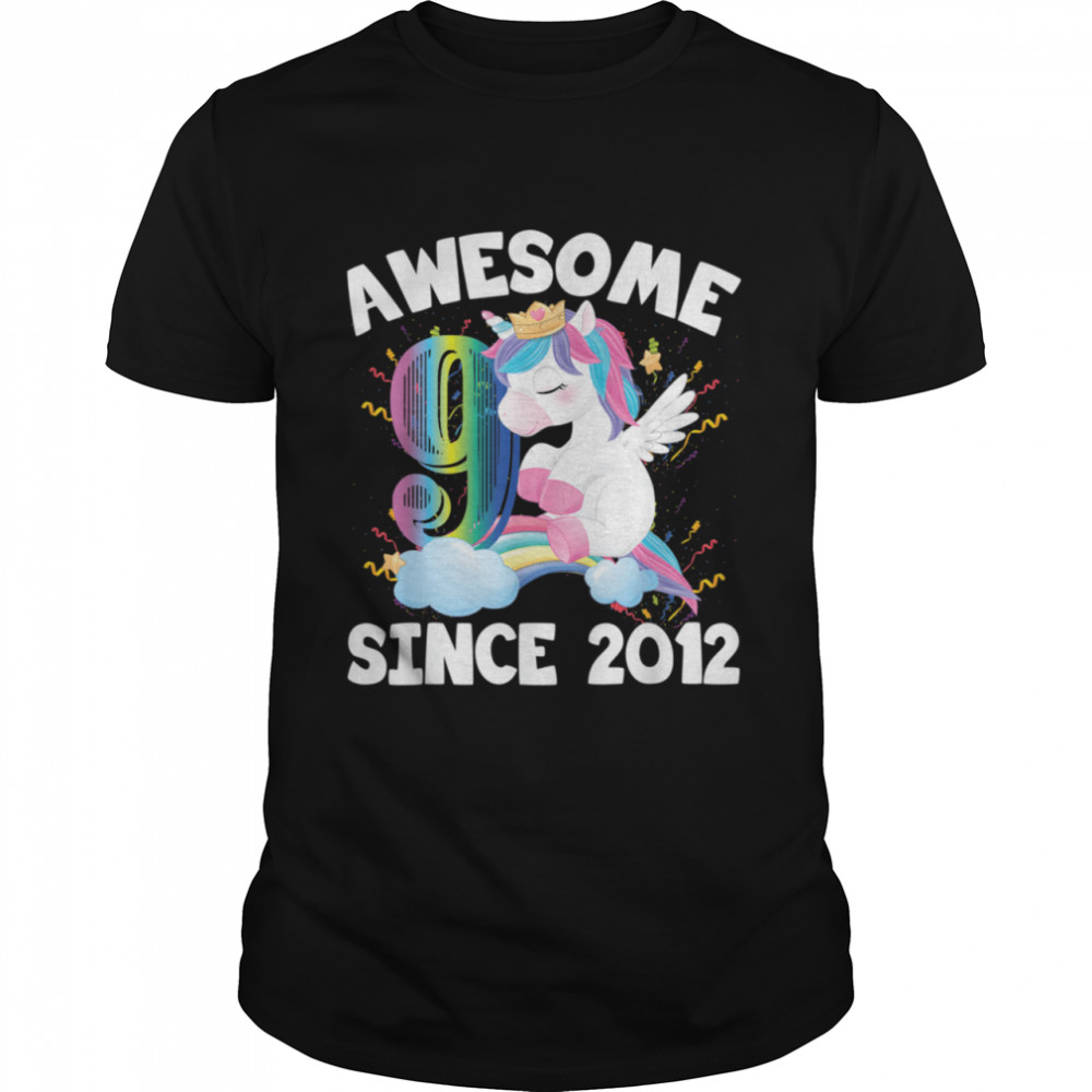 9 Years Old Unicorn 9th Birthday Party Awesome Since 2012 shirt Classic Men's T-shirt