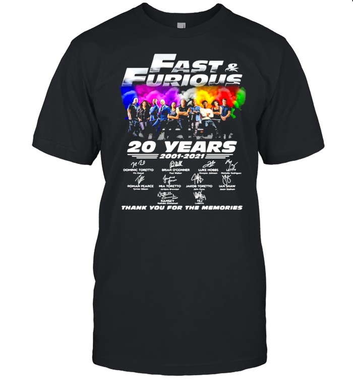 Fast And Furious 20 Years 2001 2021 Thank You For The Memories Signature Shirt
