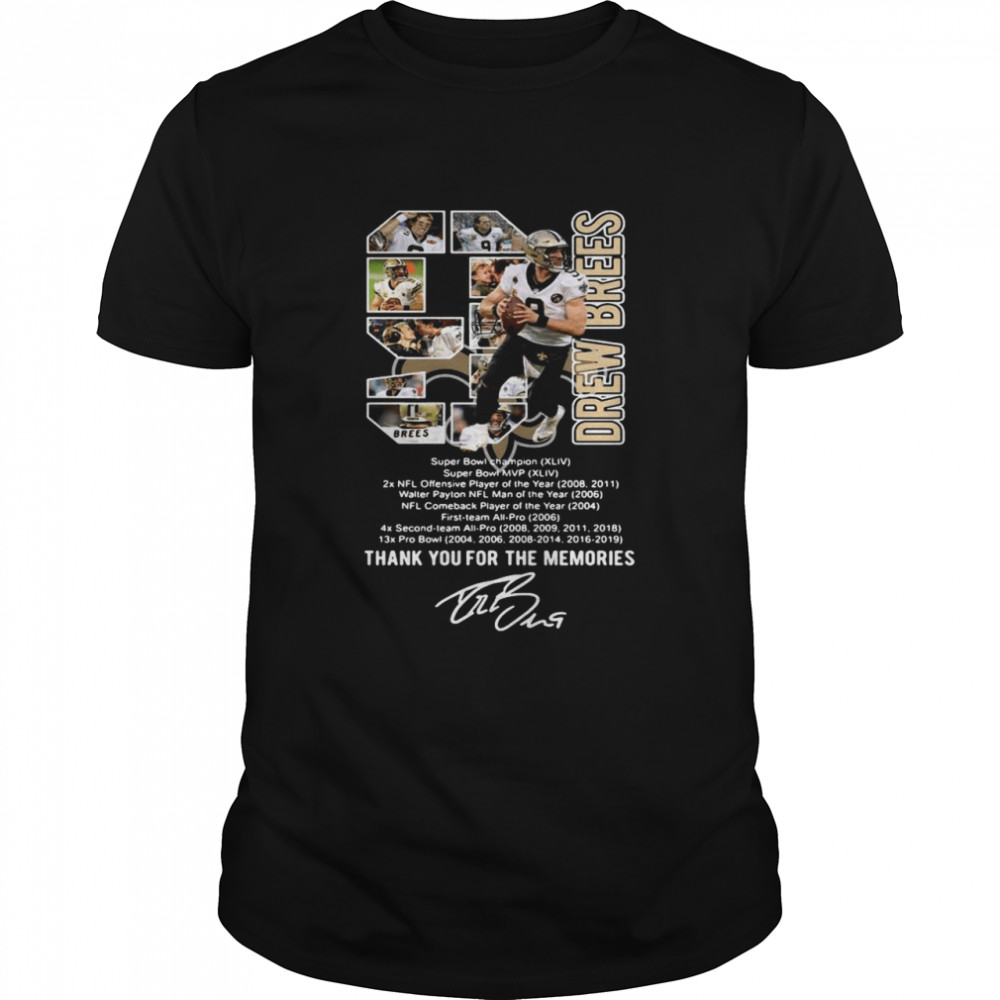 9 Drew Brees Thank You For The Memories Signature shirt Classic Men's T-shirt